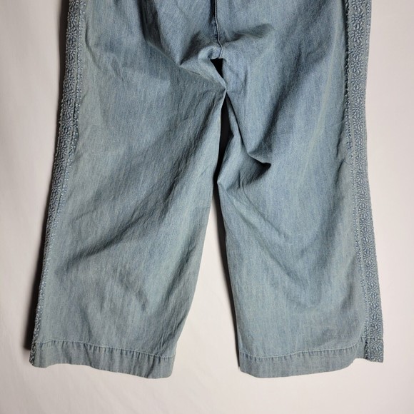 NWT Reba Womens Jeans Size 10 Blue Embroidered High Rise Elastic Waist Pockets - Picture 6 of 8